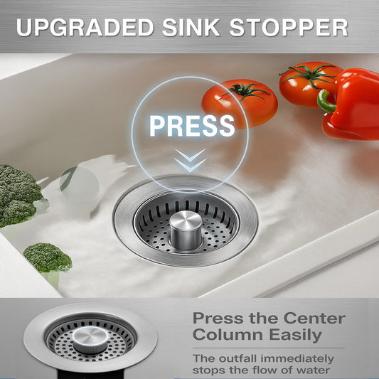 AquaPress™— 3-in-1 Drain Strainer & Stopper